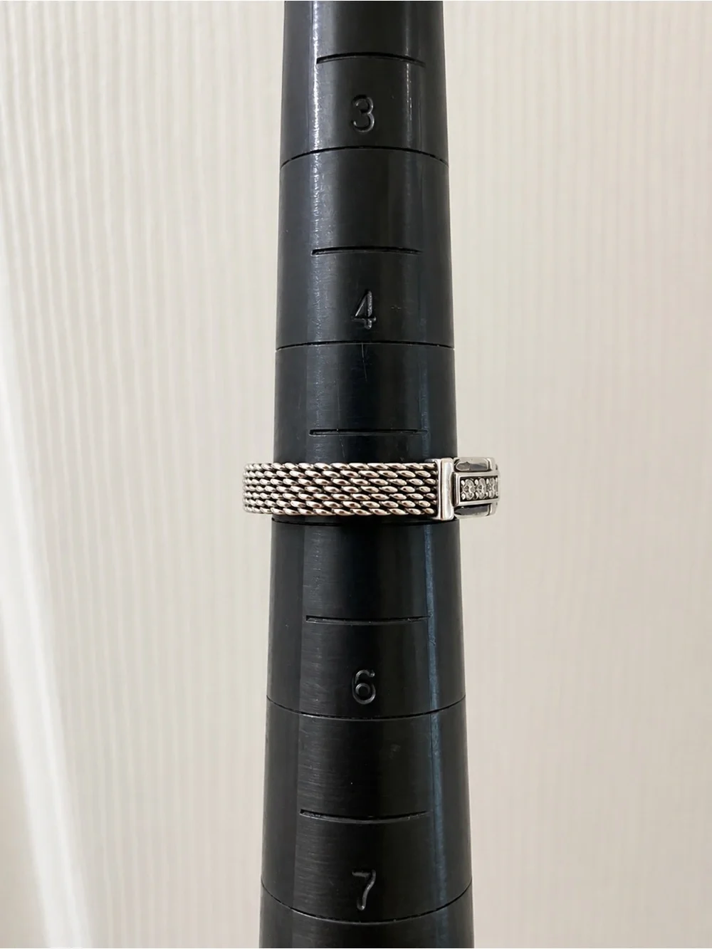 Tiffany & Co. Somerset Mesh 3 Diamond Ring Sterling Silver Rare Retired Size 5